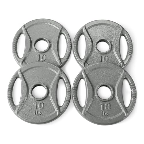 10 lb Olympic Grip Weight Plates - Set of 4, 2-Inch Cast Iron