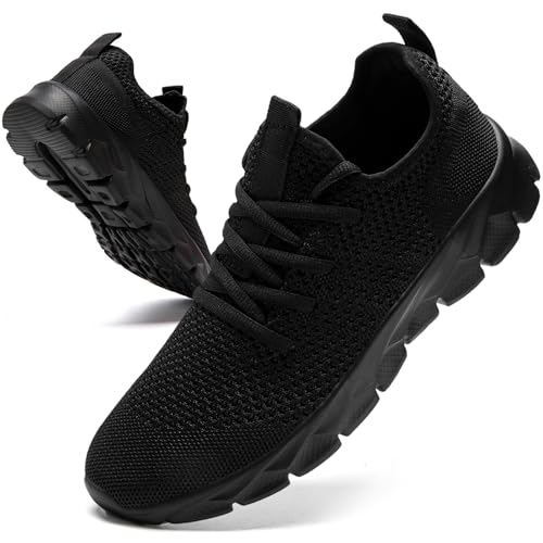 Men's Lightweight All-Black Running Shoes - Gym Tennis Sneakers Size 14.5
