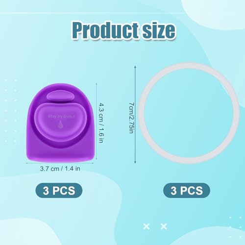 Silicone Seal Rings & Stoppers for Owala Freesip - 6 Pieces, Pink/Cyan/Purple