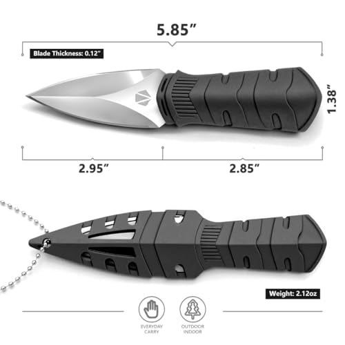 Mini EDC Fixed Blade Neck Knife - 6 Inch 440C Steel - Black