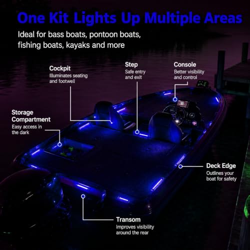 Waterproof LED Interior Boat Lights - 4pcs Blue 12V Marine Lights