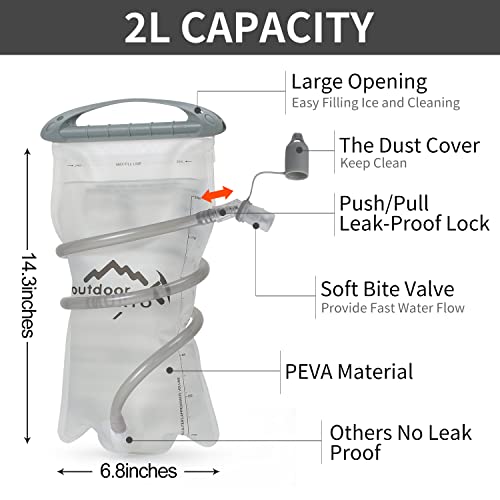 Hydration Pack Backpack with 2L Bladder - Grey White