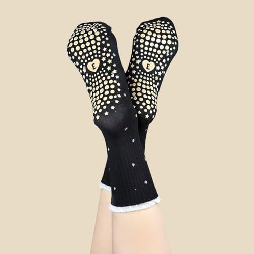 Cozy Non-Slip Yoga Socks for Women - 3 Pairs, One Size, Grey/Black