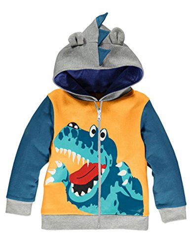 Kids Toddler Boys Dinosaur Cartoon Hoodie Jacket 6-7 Years Yellow LitBud