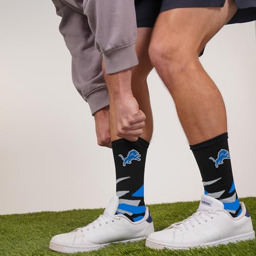 Detroit Lions Shattered Camo Crew Socks - Large Team Color