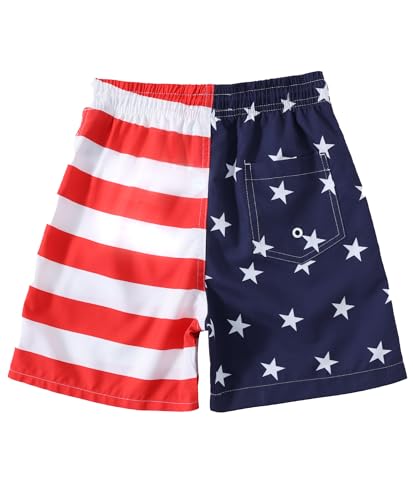 Boys Swim Trunks - High-Visibility Safety Colors, US Flag, Sizes 2T-16