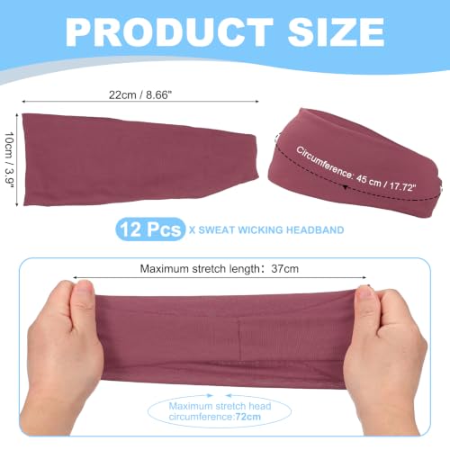 Stretchy Workout Headbands for Men - 2 Pack Bean Paste Red