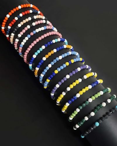 Baseball Bead Necklace for Men - 16 Inch Red/Black/White Rhinestone Ice Necklace