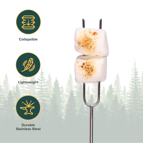 Telescoping Roasting Fork - 34" Stainless Steel Skewer with Wooden Handle
