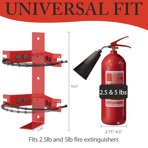 Premium Fire Extinguisher Mount Bracket - Universal Fit for 2.5&5lb Extinguishers, Heavy-Duty & Easy Installation - Ideal for Home, Truck, RV, Vehicle, Boat, Marine & Commercial Use - Durable Holder