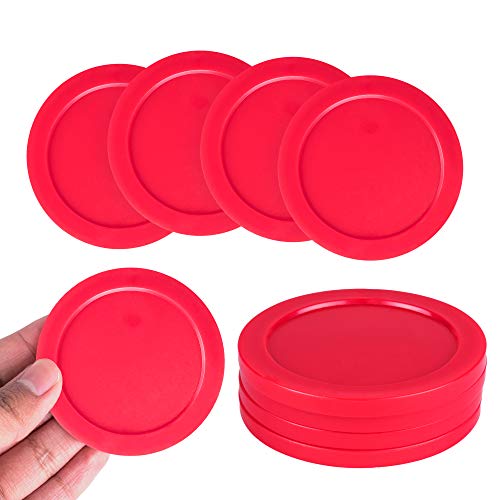 2.5-Inch Air Hockey Replacement Pucks - Red Durable Plastic (Pack of 4)
