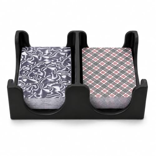 Canasta Playing Card Tray - 4 Deck Organizer - Black