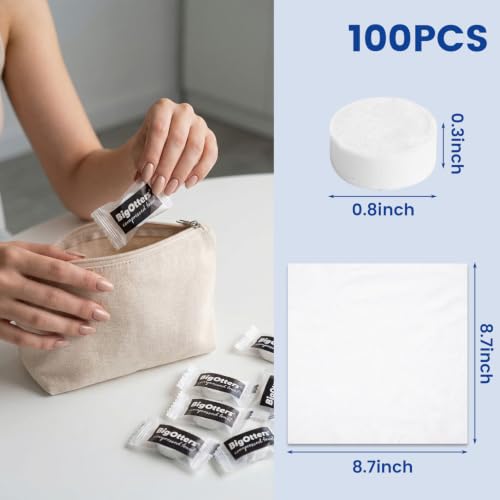 BigOtters 100PCS Compressed Towels, Disposable Face Towels for Travel