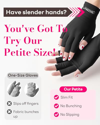 UV Protection Gel Manicure Gloves - Black, Regular Size