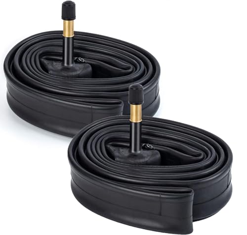 YunSCM 29x1.75/2.125 AV48mm Schrader Inner Tubes - 2 Pack, Black