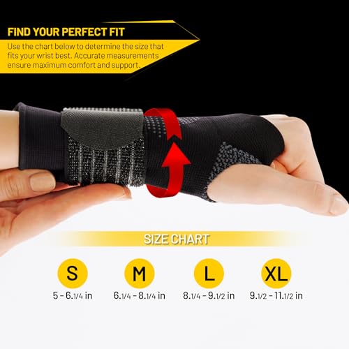 Adjustable Wrist Support Brace - Compression Sleeve, Large