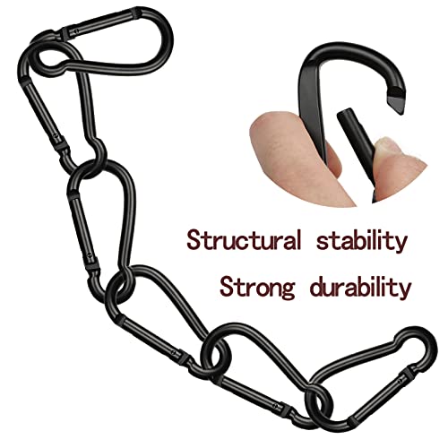12 Pcs Aluminum Carabiner Clips - 1.67" Black Snap Hooks