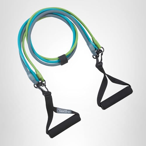 Gaiam 3-in-1 Resistance Band Kit with Comfort-Grip Handles and Interchangeable Strength Bands for High Intensity Training