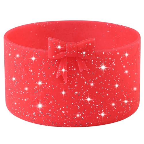 Bow Silicone Protective Boot for Water Bottles - Glitter Red