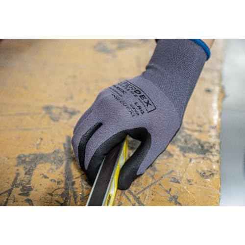 Majestic SuperDex Micro Foam Nitrile Palm Coated Glove on Nylon Shell | 12 Pairs - LG | 15 Gauge Liner, Lightweight Comfort, Breathable, Gray/Black | for Automotive, Industrial, Manufacturing | 3228