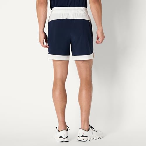 Men's Stretch Contrast Gym Training Shorts - 6" Inseam, Medium Navy/White