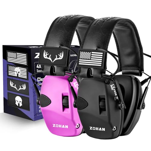 Electronic Shooting Earmuffs with Ambient Sound Amplifier - Black & Purple