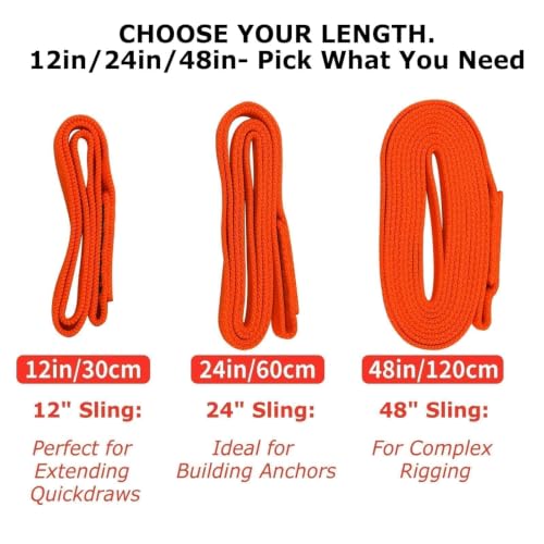 UIAA Certified Climbing Sling - 16mm Nylon Webbing, 60cm - Orange