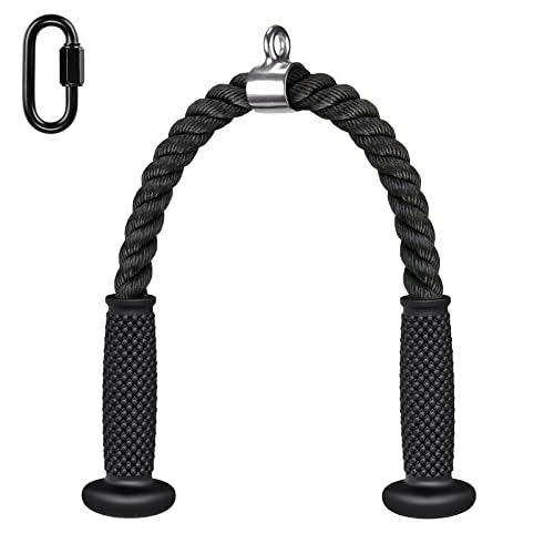 Kipika Ergonomic Tricep Rope 28 Black for Cable Machine & Pulley System