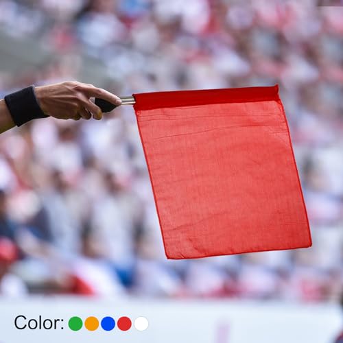Referee Flags Set - 4 Pack Yellow with Stainless Steel Poles
