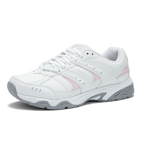 Womens Sneakers with Arch Support - 9.5 Wide Bright White/Pink