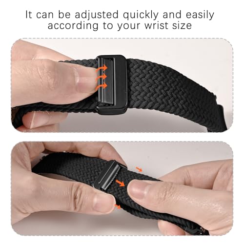 Elastic Woven Band for Amazfit T-Rex 3 - Black Magnetic Buckle Strap