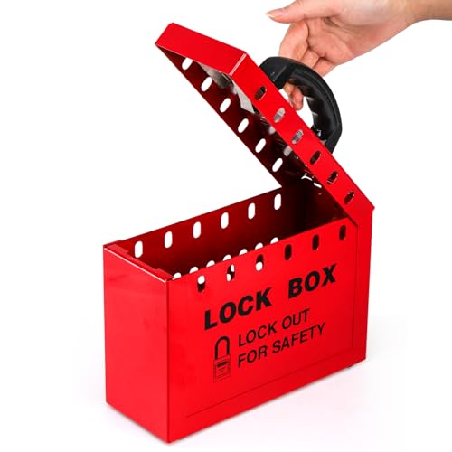 WUWEOT Group Lock Box, Red Portable Lockout Tagout Box Loto Box, Group Safety Lock Box, Padlock Box with 12 Locking Holes for Loto Procedures