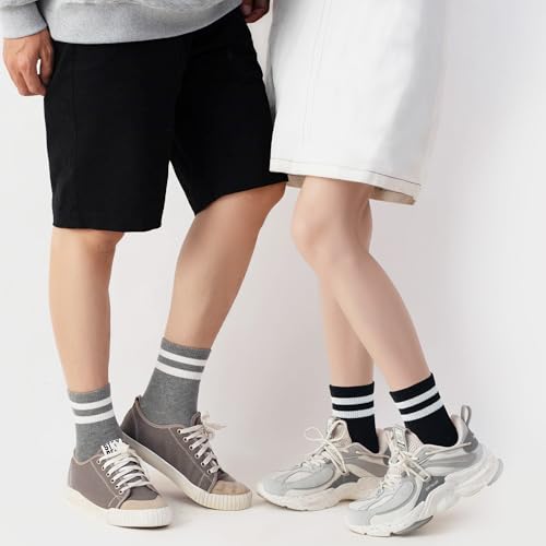 SISOSOCK 6 Pairs Quarter Crew Athletic Cotton Socks for Women - Black, White, Grey with Gift Box - Size 5-9