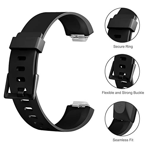 Sport Bands for Fitbit Inspire HR & Ace 2 - Black/Gray/Navy Blue, Large