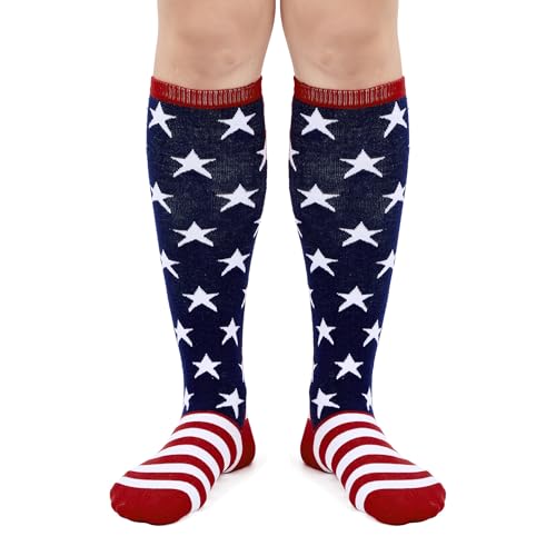 Athletic Knee High Socks - Casual Red-Striped Star
