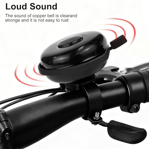 Aluminum Bike Bell - Loud Crisp Sound - Easy Installation - Black