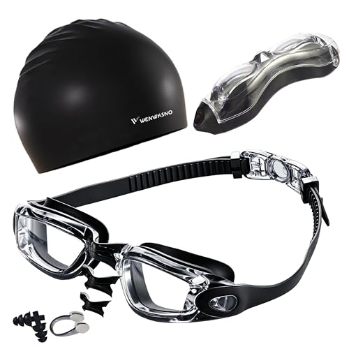 5-in-1 Swim Goggles & Cap Set for Men Women - Waterproof Pool Gear