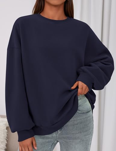 PrettyGarden Womens Oversized Crewneck Sweatshirt Navy Blue M — 2026 Fall
