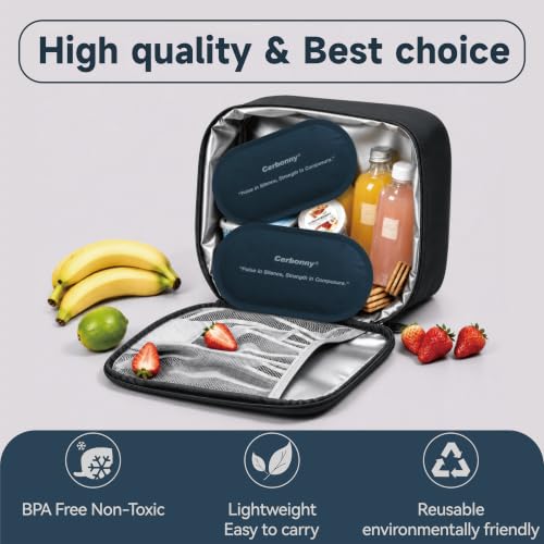 Slim Ice Packs for Lunch Boxes - Reusable 2 Pack, Dark Blue