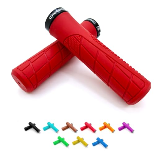 Lock-On Mountain Bike Grips - Red Non-Slip Handlebar Grips