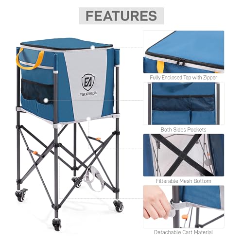 Tennis Ball Cart with Wheels - 150 Capacity Sports Organizer