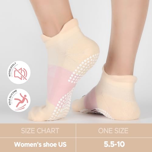 Non-Slip Pilates Socks with Grips for Yoga & Fitness - Multi01