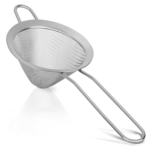 Fine Mesh Tea Strainer with Reinforced Handle - Silver