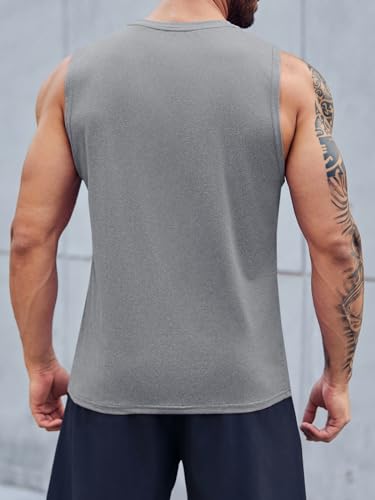 Men's Sleeveless Tank Top with Crew Neck - Loose Fit Activewear Shirt