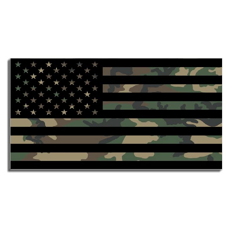 Camo American Flag Sticker - Custom Vinyl 7" x 4"