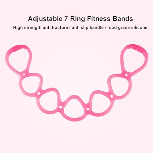 Reicyfang Pink 7-Ring Adjustable Resistance Bands for Full Body Home Workout