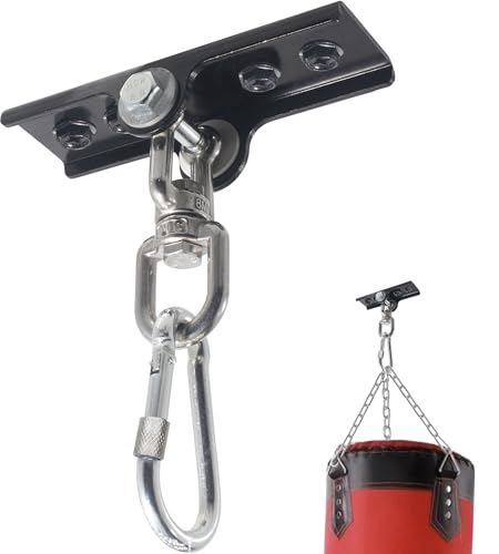 Firofend Black Heavy Duty Punching Bag Hanger with 360° Swivel, Supports Up to 300 lbs, Ceiling Mount for Boxing MMA Home Gym
