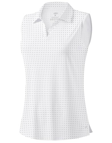 Viodia Women's Sleeveless Golf Polo Shirt Medium Black Dot - Sporty & Comfortable
