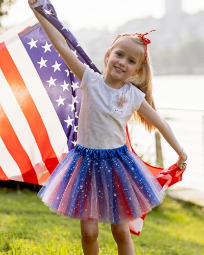 2 Pack Sparkle Tutu for Girls Toddler Dress Up Birthday 2-8Y – Red White & Blue Edition