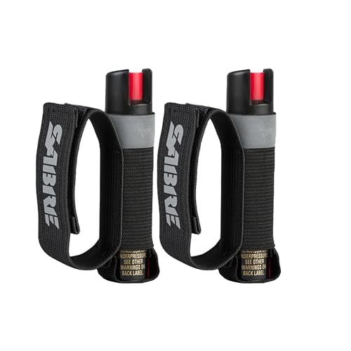 SABRE Runner Defense Spray, 3-in-1 Formula Contains Pepper Spray, CS Military Tear Gas & UV Marking Dye, Max Strength, Reflective Hand Strap, 4X longer spray time, Secure & Easy to Use Safety